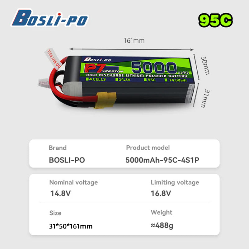 بطارية بوسليبو P7 إصدار 5000 م - مراجعة Drone Racing Battery وسعره